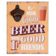 CEMC-6H1137 Tekstbord / Flessenopener "Beer & Friends" - 23 cm