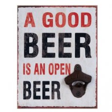 Tekstbord / Flessenopener "Open beer" - 23 cm