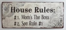 Tekstbord "House rules"